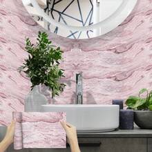 1 Stück 2D flacher Wandaufkleber, rosa Marmorstruktur Tapete, geeignet für Zuhause, Küche, Raum, Wand, Boden Dekoration - Verschiedenfarbig - Übersicht 6