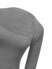 女士性感黑色长袖T恤，修身剪裁，时尚百搭，秋季必备 - 灰色 - 查看 8