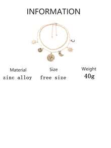 1件复古设计合金CCB日月吊坠双层项链，女士款 - 誇張太陽項鍊 - 查看 13