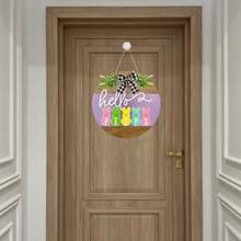 1 pieza Guirnalda de Pascua para decorar la puerta, decoración de guirnalda de bienvenida de Pascua feliz para la puerta principal, sin necesidad de electricidad - Multicolor - Ver 6