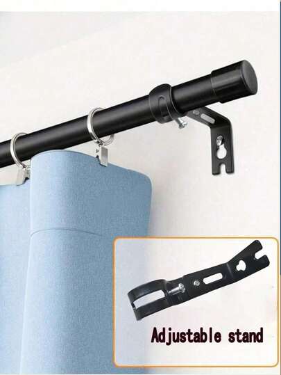 1pc Black Curtain Rod Set With Brackets, Adjustable Length, Metal Curtain Rod Set, Includes Easy Installation Brackets, Modern Minimalist Decor Style, Matte Black Design, Suitable For Sheer Curtains/Shower Curtains