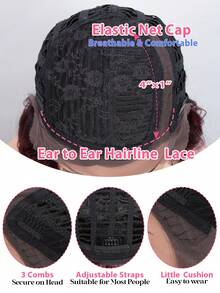 QVR QUEEN VIRGIN REMY 150% 密度透明蕾丝前波浪假发，侧分，预先拔毛，真人发卷发假发，蕾丝前波波头假发，深蕾丝分缝，送给家人朋友的礼物，送给妈妈的礼物 - S1/99J - 查看 5