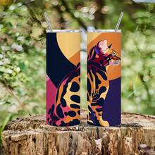 1pc 20oz Vibrant Bengal Cat Insulated Tumbler With Lid & Straw - 304 Stainless Steel, Durable & Stylish For Sports, Outdoor Activities, Perfect Gift Idea, Outdoor Hydration|Artistic Tumbler|Durable Construction - 1pc - 查看 5