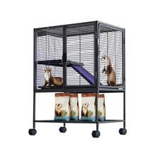 Metal Cage For Small Animals, 34-Inch Tall Multi-Level Ferret Cage For Small Animals, Large Hamster Cage With Ramp, Extra Storage Rack