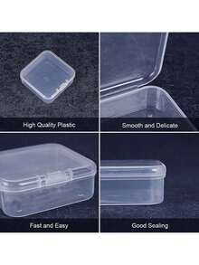 2/4/6pcs Transparent Plastic Storage Boxes, 1.77inch X 1.77inch Compartment Boxes, Square Clear Hinged Lid Containers, Bead Storage Organizers, Portable Transparent Storage Cases For Collecting Small Items, Beads, Jewelry, Business Cards, Craft Supplies, Travel Mini Items