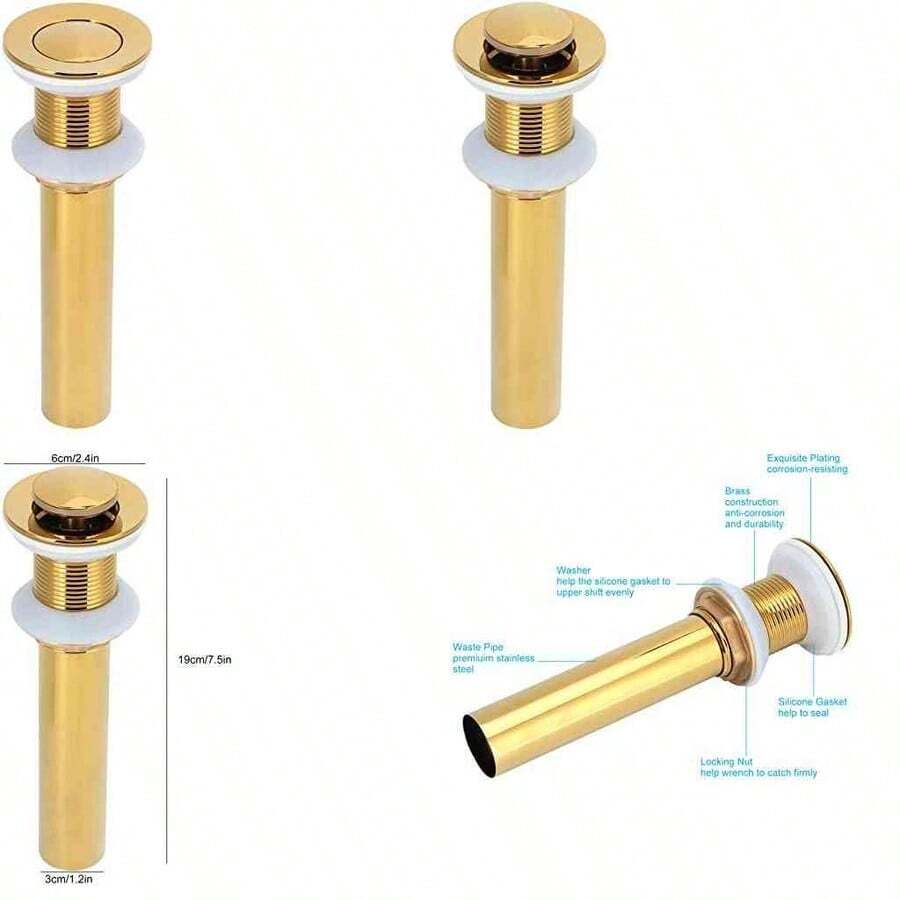 Desage de Fregadero Dorado, Diseo Antirrebote, Sin Orificios, Tamao Pequeo (Pequeo Rebote sin Agujeros) - pequeño rebote sin agujeros+pequeño rebote sin agujeros - Ver 1