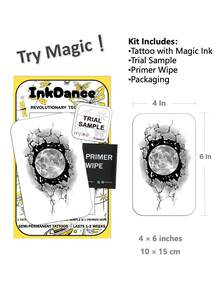 1 Kit "Lunar Crack" Technology Tattoos, Semi-Permanent Tattoos, Temporary Tattoos, Long Lasting, Fake Tattoos, Water-Resistant, Authentic Tattoo Look, Plant-Based D161 - Black - View 3