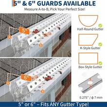 Protección de canalones de 5 pulgadas, 50ft/100ft/200ft, sistema de cubierta de canalón de aluminio de acabado de fábrica premium, resistente y libre de óxido, fácil instalación DIY para proteger los canalones del hogar de hojas y residuos - 200 pies - Ver 7