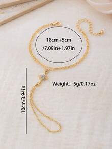 1pc Classic 8-Pointed Star Dual-Layer Metal Chain Finger Ring Bracelet, Faux Crystal, Suitable For Everyday, Gathering, Date, Party, Street Style, Elegant And Refined Middle Eastern Style For Women - Star - View 6