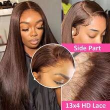 Uveous 28 Inch Brown Lace Front Wigs Human Hair Pre Plucked 13x4 Straight Lace Front Wigs Human Hair 200% Density Colored #4 Light Brown Glueless Wig HD Lace Frontal Wigs For Women - S4 - 查看 6