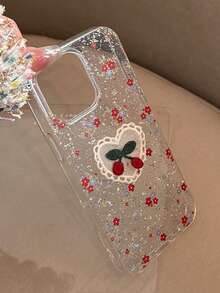 闪亮樱花图案手机壳，兼容 17、16、15、14、13 - 無色 - 查看 5