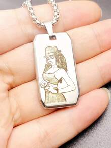 Customized Fashion Photo Necklaces - Square Buckle With Slanted Edge, Thick Style - View 7