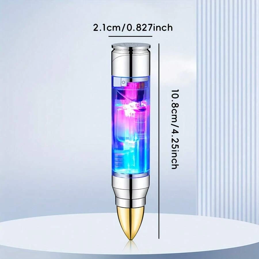 Chic And Functional Butane Lighter With An Adjustable Flame, Designed To Withstand Wind. Its Rocket Shape Makes It Perfect For Barbecues, Candles, Camping Trips, And As Gifts For Birthdays Or Holidays. (Butane Fuel Not Included) - 1pc - View 1