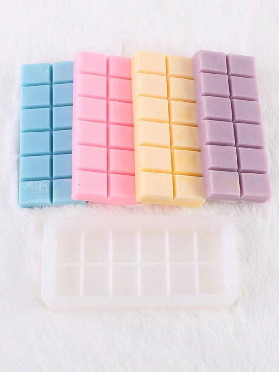 1pc Chocolate Bar Shaped Silicone Candle Mold, DIY Plaster Fragrance Stone Home Decor Silicone Mold - White - View 1