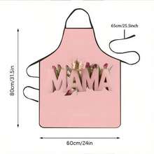 1PC MAMA Letter Print Apron With Golden Crown And Pink Tulips Design Mother's Day Gift Kitchen Cooking Apron For Mom Wife Grandma Decorative Apron For Daily Use Special Occasion Present - Multicolor - View 2