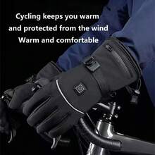 一双可充电加热手套，冬季电热手套，配备两节4000mAh可充电电池，防水保暖PU皮手套，3种加热模式和自动温度控制，灵活触屏工作手套，男女通用户外骑行、摩托车、狩猎、滑雪、徒步、露营、钓鱼等冬季运动保暖手套，圣诞礼物