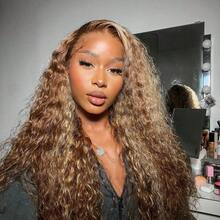 250% Density P4/27 Jerry Curly Wigs Human Hair Pre Plucked Bleached Knots With Baby Hair Highlight 13x4 HD  Deep Wave Lace Front Blonde Highlight Wigs Human Hair For Women 12A Jerry Curly Wet And Wave Frontal Wigs Human Hair - SP4/27 - 查看 7