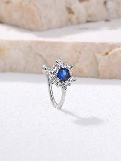 1pc Mini Micro-Pave Sunflower Zirconia Nose Clip, No Piercing Required Nose Accessory, Blue Sunflower Nose Clip Nose Ring Nose Jewelry