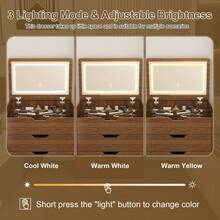 3-In-1 Vanity Desk With Mirror & Stool, Flip Top Makeup Dressing Table, Compact Storage For Bedroom, Bathroom, Dressing Room(18.9"L, Walnut) - Dài 23,62 inch, màu gỗ óc chó. - Xem 11