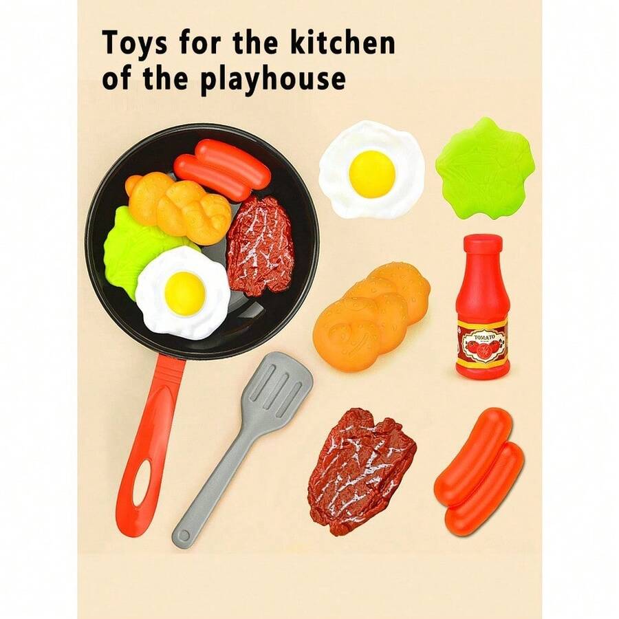 一套儿童逼真厨房厨具玩具套装，煎锅烹饪玩具，厨房礼物 - 遊戲屋煎鍋套裝 - 查看 1