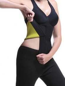 1pc Adjustable Hook And Loop Waist Belt, Yellow Neoprene Sports Fitness Sweat Waist Trainer, Waist Cincher