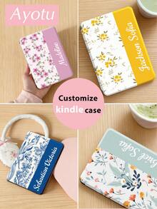 Floral Patterned Name And Text Customizable Notebook And E-Book Case, Compatible With Kindle Paperwhite 12th Generation (Released In 2024) And Kindle 11th Generation (Released In 2022/2024), Available In Multiple Styles. The Stylishly Designed Case Also Works With Kobo Clara 2E And Kobo Libra 7-Inch, Available In Multiple Colors