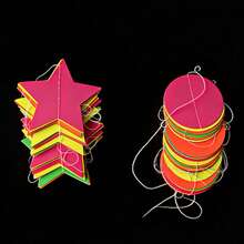 3M X 2 Sets 5 Colors Neon Paper Glow Hanging Banners, Disco, Luminous Party Banners, Blacklight Reactive Paper Wreaths, Neon Party Streamers, Suitable For Birthday Disco Theme Parties, Bar Decorations, Home Decor, Rock, Disco Theme Glow Party Supplies And Decorations, Blacklight Reactive Fluorescent Party Supplies And Decorations, Suitable For Neon Birthday And Wedding Celebrations - Multicolor - View 9