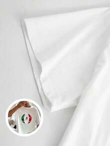 1 Blusa De Mujer Hermosa Para Mujer, Conjuntos De Ropa Para Mujer, Camiseta Blanca Y Negra 200G Con Bola De Fútbol, Bandera De México, Águila Estampada Real Mexicana, Estampado De Alta Calidad, Cuello Redondo Básico, Corte Holgado, Transpirable, Versátil, Lavable A Máquina, Tallas Cómodas S~2XL, Esencial Para El Verano, Deportivo Casual Diario - blanco - Ver 5
