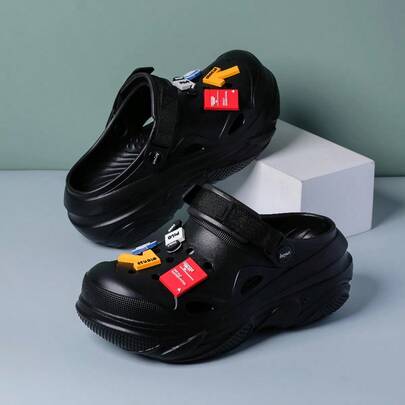 Women's Hollow Out Platform Slip-On Slippers, Comfortable Thick Sole Slides, Suitable For Medical/Nursing, Beach, Fashionable Casual Wear