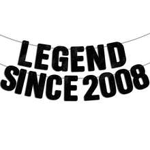 1套黑色亮片 Legend Born In 2010/2008/1996/1986 生日派對 DIY 字母橫幅，亮片數字 16th/18th/30th/40th 週年派對裝飾，Vintage Legend Since Year 男士復古里程碑生日派對橫幅標誌花環 - 彩色 - 查看 11