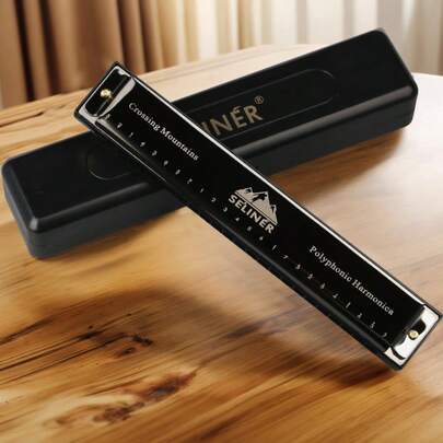  SELINER-24 Hole Chromatic Harmonica For Beginners, Students, Professional Instrument, C Key, Holiday Gift