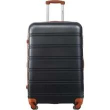 Hartschalen-Koffer, Rollkoffer, Reisekoffer, Handgepäck 4 Rollen, ABS-Material, 74.5*50.5*31.5, Schwarz+ - 黑色+棕色 - 查看 2