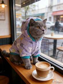 紫色珊瑚绒宠物卫衣，秋冬季中小型犬保暖加厚服装 - 淡紫色 - 查看 7