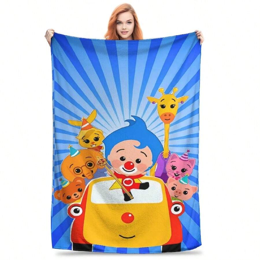 Cute Cartoon P-Plim Flannel Blanket Winter Soft Bedding Throws For Ren Home Decor Pattern Bedspread Sofa Bed Cover(10).Jpg - 白色 - 查看 1