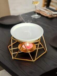 1pc Geometric Design Candle Holder,Room Decor,Gifts Birthday Graduation - Black - View 13