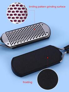 1pc Stainless Steel Foot File Callus Pellet Remover Hard Dead Skin Container Scrubber For Heel Removal Pedicure Spa Too - Black - View 3