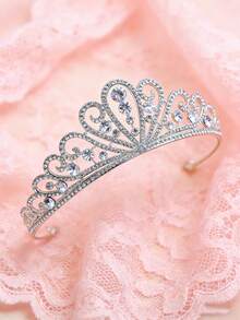 2pcs Baroque Bridal Hair Accessories, Wedding Dress Headpiece, Alloy Adult Party Fully Rhinestone Crown, Luxury Crystal Tiara - Multicolor - View 3