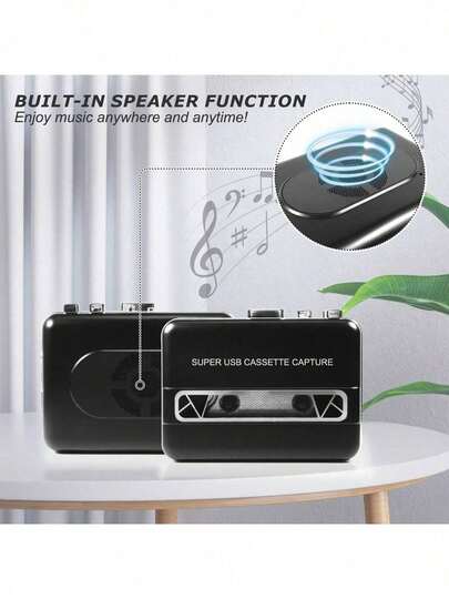 1pc Portable Cassette Player With Built-In Speaker, USB & Battery Powered, Comes With Earphones, Suitable For Laptop/PC, Digital Audio Tape To MP3 Converter, Ideal For Entertainment, Travel And Sports