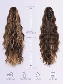 女士合成卷曲波浪夹式马尾假发 - 彩色 - 查看 4