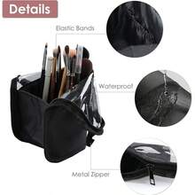 1 Stück rosa Makeup Pinsel Etui mit Reißverschluss, transparente PVC wasserdichte Reise Makeup Pinsel Halterung, tragbare Makeup Pinsel Tasche, professionelle Kosmetiktasche, Künstler Aufbewahrungstasche, Utensilien Aufstellbare faltbare Makeup Tasse für Zuhause, Geschenk, Urlaub, Reise, Makeup Zimmer Dekoration, Makeup Tasche, Reisenotwendigkeit - Verschiedenfarbig - Übersicht 5