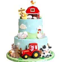 7件套农场动物蛋糕装饰，包括绵羊蛋糕帽、奶牛蛋糕帽和小猪蛋糕帽，是宝宝一周岁生日派对的理想装饰，也是农场动物主题派对的必备佳品。适合一周岁生日、宝宝周岁派对或任何需要可爱节日装饰的庆祝活动！ - 彩色 - 查看 8