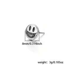 1pc Fashionable Unique Funny 925 Silver Smiling Face Stud Earrings, Suitable For Women To Wear Casually, At Parties, Vacations And Occasions - Silver - View 6
