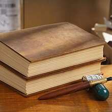 SUIOO MOLIMERLeather Writing Journal, SINLOOG Handmade Bound Genuine Crazy Horse Leather Cover Notebook with Unlined Vintage Paper(120 GSM), 7.5 x 5.5 inch (A5) Classic Brown Sketchbook, 400 Pages, Diary Gift for Travelers, Writers, Artists - como se muestra en la figura - Ver 8