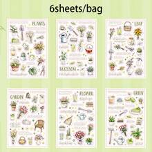 每包6张，日常图案，贴纸套装，创意DIY材料包，可用于装饰手机壳、剪贴簿、明信片、笔记本、杯子、相册、生日礼物，培养手工技能，返校季必备 - 彩色 - 查看 12