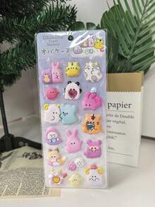 新款可爱海豹贴纸书，柔软可爱高泡EVA水钻泡泡贴纸，幽灵动物儿童可重复使用贴纸 - 彩色 - 查看 11