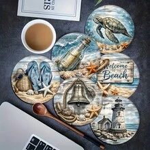 Bộ 6 đế lót ly in hình chủ đề đại dương, dùng cho tách trà, ly nước, ly rượu vang, ly cà phê, đế lót ly tròn thấm hút bằng silicon, trang trí nhà cửa, bộ quà tặng cho tiệc tùng và bàn ăn, phù hợp cho mọi mùa. - Nhiều màu - Xem 12