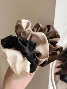 15个经典黑色、白色、棕色发圈，时尚发饰，适合盘发 - 彩色 - 查看 7