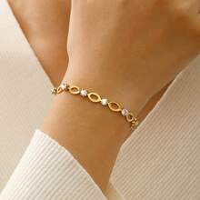 1PC 小众ins风高端锆石手链，不锈钢时尚首饰，适合日常佩戴、约会和情人节。 - 彩色 - 查看 1