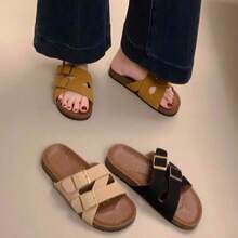 2025 Nuevas Sandalias  de Verano para Mujeres, Estilo de Hada, Suela Gruesa, Sin Cordones - Negro - Ver 3
