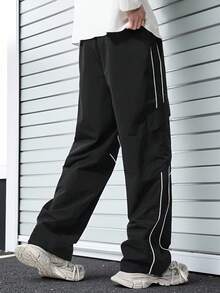 Men's Casual Loose Straight Leg Sweatpants, Fashion Sports Trousers, Spring/Autumn - Black - View 3